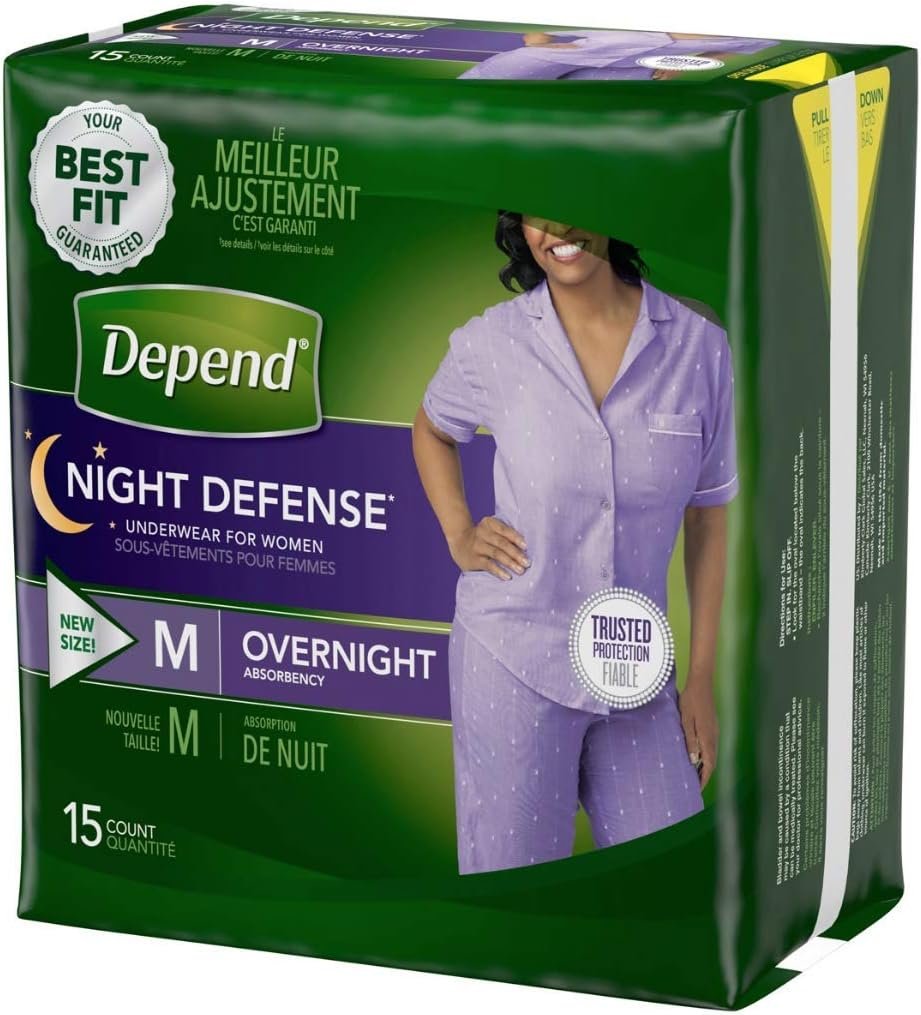 Medium Overnight Depends Women - Night Defense Incontinence Underwear, Purple