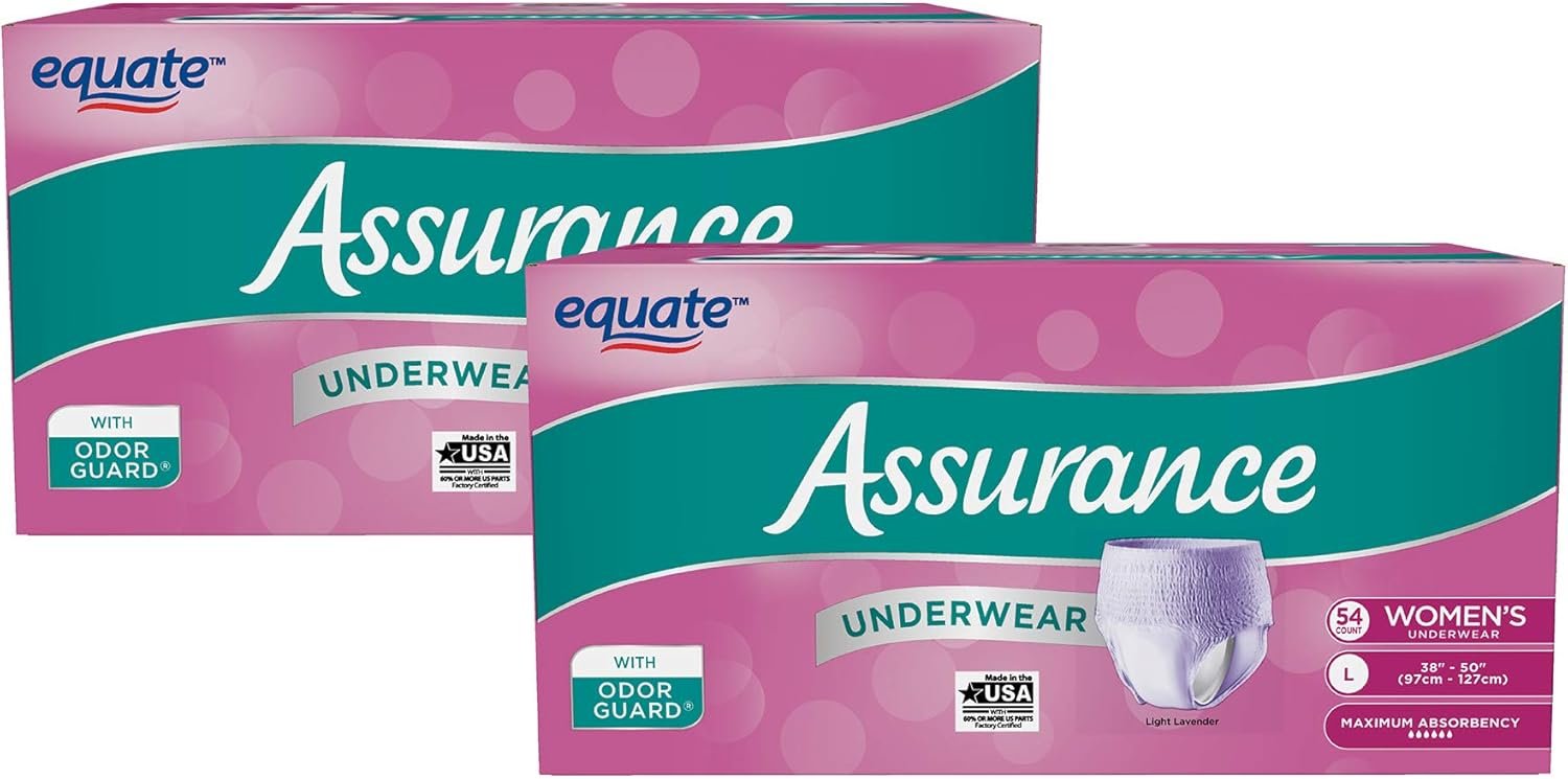 Pack of 2 - Assurance Incontinence Underwear for Women, Maximum, L, 54 Ct